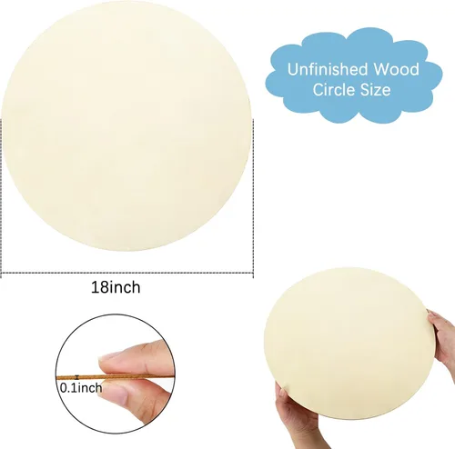 Vista 2 de Whaline Círculos de Madera de 18 Pulgadas para Manualidades 10 Piezas Navidad Discos de Madera Redondos Sin Terminar Letrero de Madera Rústica