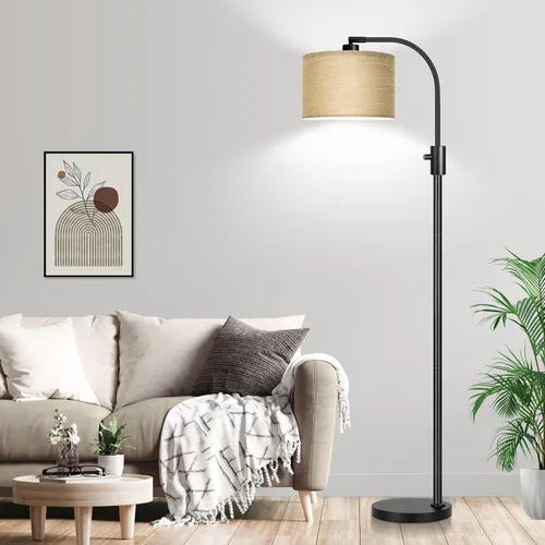 Vista 7 de Nintiue Lámpara de pie moderna de arco regulable con pantalla champán, bombilla LED de 1200 lúmenes incluida, para sala de estar y lectura