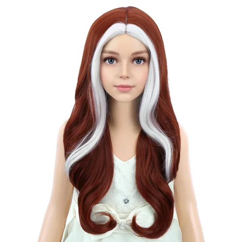 Vista 34 de PATTNIUM Peluca larga y ondulada rubia oscura para niños y niñas, peluca Rubio ceniza