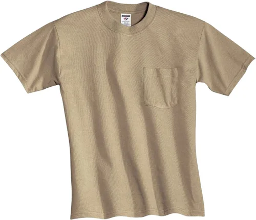 Vista 44 de Jerzees Camiseta pesada con cuello redondo y bolsillo en el pecho para hombre