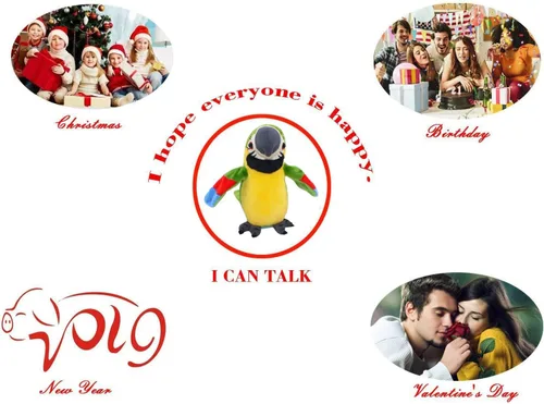Vista 6 de Vincilee Talking Parrot Repeat What You Say Mimicry - Juguete interactivo de peluche para mascotas, juguetes interactivos para regalar a los niños
