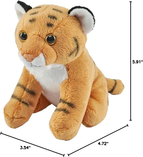Vista 2 de Wild Republic Pocketkins Eco Tiger, animal de peluche, 5 pulgadas, juguete de peluche, hecho de materiales reciclados, respetuoso con el medio