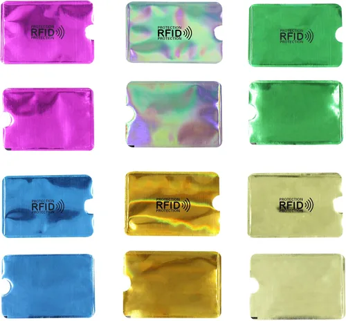 Vista 3 de JUMISEE Paquete de 60 fundas holográficas de bloqueo RFID, tarjetero de bloqueo de banco, cartera antirladrón, funda protectora para tarjetas de Set