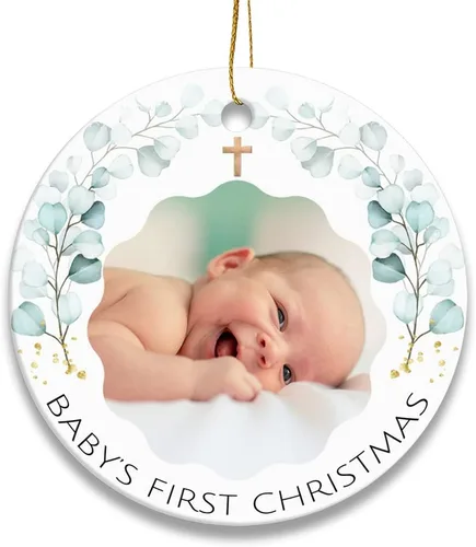 Vista 9 de Adorno de Navidad personalizado con nombre de la familia, accesorios de decoración para árbol de Navidad 2023, adornos de cerámica para puerta