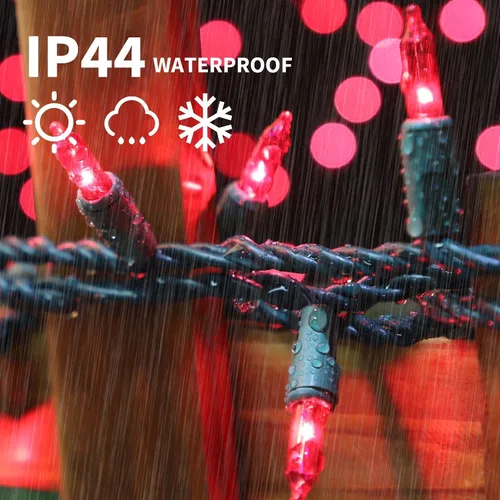 Vista 3 de Guirnalda de luces de Navidad rosadas, 100 unidades, 19.6 pies, mini luces de San Valentín, luces rosas impermeables para decoración de árbol