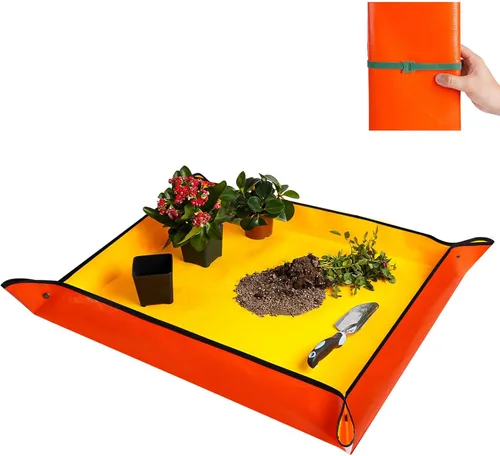 Vista 14 de HNXTYAOB 2 PCS Alfombrilla de Trasplante de 27" x 27" para Plantas de Interior y Control de Desorden, Bandeja para Macetas Engrosada e Impermeable
