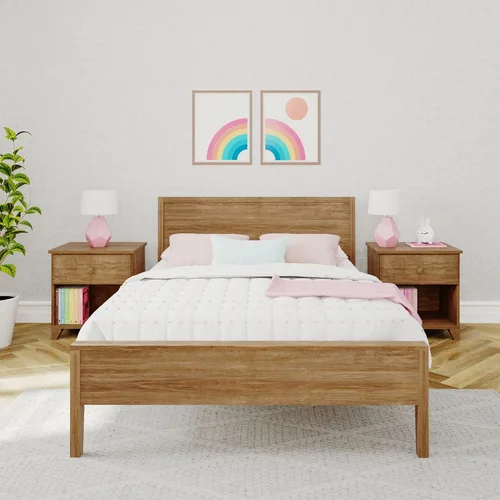 Vista 2 de Max & Lily Cama Full, Marco de Cama Full de Madera Maciza con Cabecera de Panel, Cama Full para Niños con Soporte de Listones de Madera, No Necesita