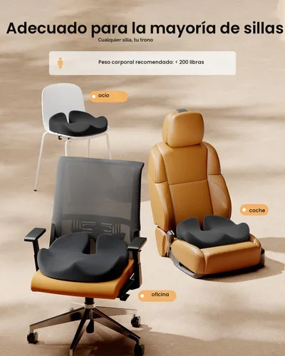 Vista 7 de ProtoArc Cojín de Asiento, Cojín de Silla de Oficina para Ciática, Cojín de Cóccix, Cojín Ergonómico de Espuma Viscoelástica para Automóvil, Hogar