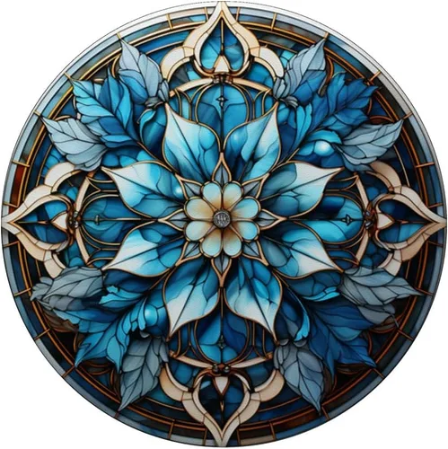 Vista 3 de Copo de nieve de invierno flor de invierno vidrieras PopSockets Standard PopGrip