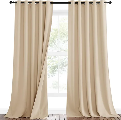 Vista 74 de NICETOWN - Cortinas divisoras con barrera de sonido 100% opacas de 84 pulgadas, cortinas con bloqueo de ruido, calor y frío con forro de tela