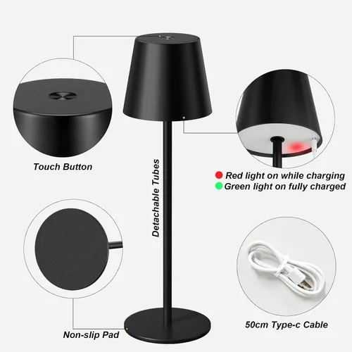 Vista 4 de Kakanuo Lámpara de mesa inalámbrica recargable negro 4