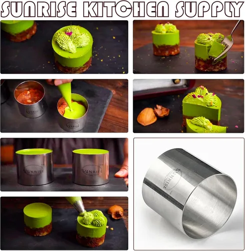 Vista 5 de Juego de moldes de anillo de acero inoxidable/chapado Sunrise Kitchen Supply (4 unidades) (2.75 x 2 pulgadas (4 paquetes))