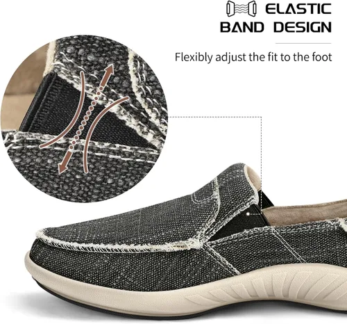 Vista 4 de Zapatos sin cordones para hombre, mocasines de lona con soporte de arco, zapatos ortopédicos casuales para fascitis plantar, zapatos para caminar