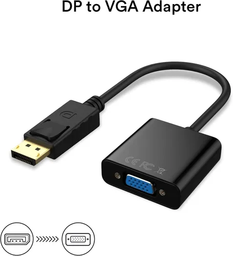 Vista 2 de Adaptador, DisplayPort (DP) a VGA macho a hembra convertidor (negro)
