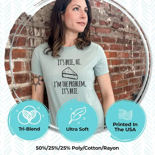 Vista 2 de Cute Women's Screen Printed Crew Neck Tee, Shirts With Sayings, Dusty Blue or Olive