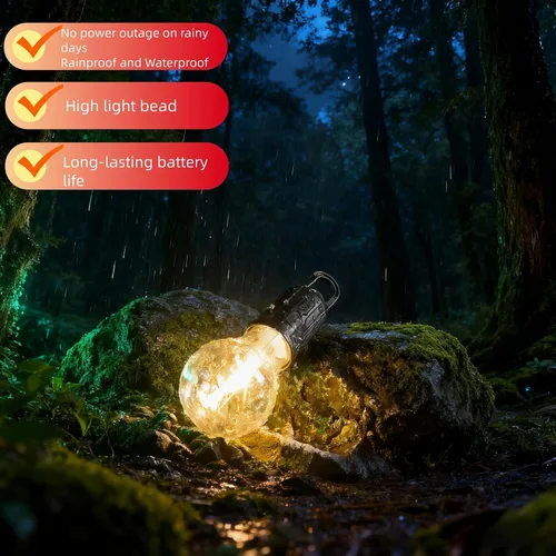Vista 9 de Linterna LED portátil para campamento, gancho para colgar en cualquier lugar, recargable USB-C, 3 modos de brillo, resistente al agua