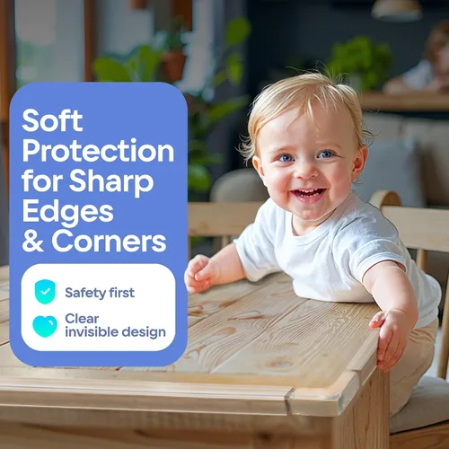 Vista 2 de Protectores de bordes y esquinas para muebles, cojín protector de PVC transparente de 20.4 pies, parachoques de 18 pies, 8 esquinas adhesivas