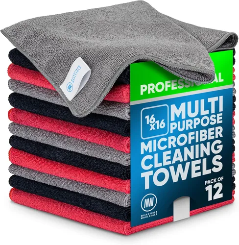 Vista 16 de Toalla Buff Pro de Microfibra de Superficie Múltiple - Paquete de 12 unidades - Paños de limpieza premium - Limpia, quita el polvo, pule, absorbe