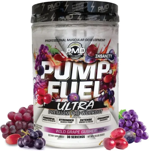 Vista 18 de PMD Sports Pump Fuel All in Insanity, Polvo Pre-Entreno Definitivo y Bomba Muscular, Energía de Máxima Fuerza, Concentración, Resistencia