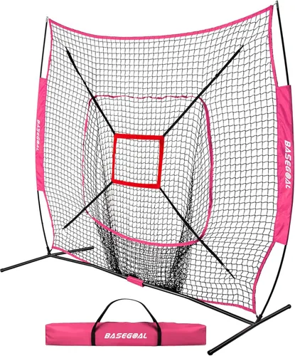 Vista 9 de BaseGoal 7x7ft Baseball Practice Net & Strike Zone,Portable with Carry Bag Baseball backstop net with 7-strand knotless durable polyester for