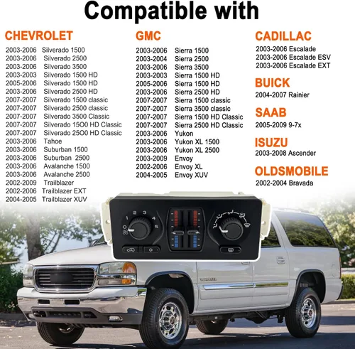 Vista 2 de 599-210XD Módulo de control de CA Calentador HVAC Panel compatible con Chevy Silverado GMC Sierra 2003-2007 1500 2500 3500 Tahoe Suburban Envoy