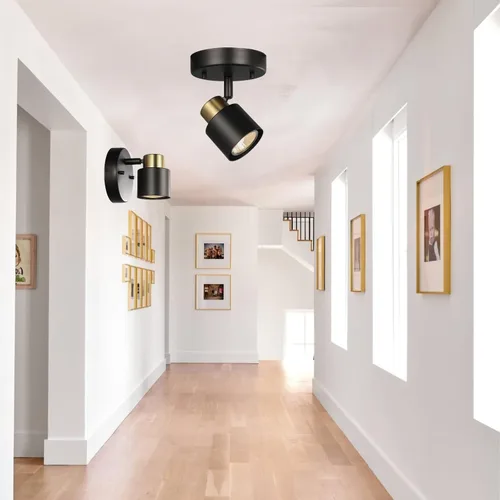 Vista 9 de Kit de iluminación de riel de 1 luz, 2 paquetes de acabado de latón negro mate, ajustable, moden, montaje empotrado, apliques de pared para cocina