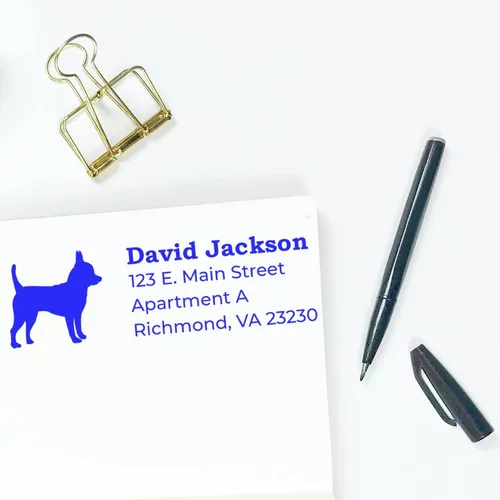 Vista 80 de Airedale Terrier Address Stamp, Custom Airedale Terrier Hand Stamp for Dog Lovers, Duo Rubber Return Address for Pet Owners