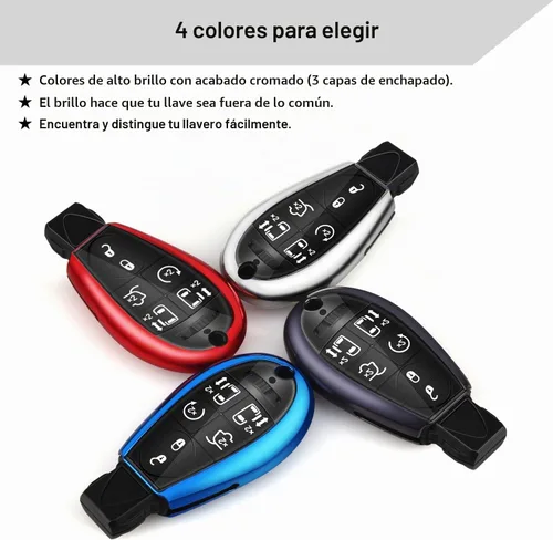 Vista 6 de QBUC Funda para llavero Dodge con llavero de TPU compatible con Dodge Ram Jeep Chrysler modelo 2008-2018 accesorios (azul)