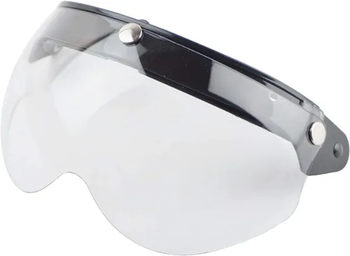 Vista 8 de VCOROS Casco universal para motocicleta, estilo piloto retro, estándar, con 3 botones a presión, visera abatible y abierta, protector de media cara