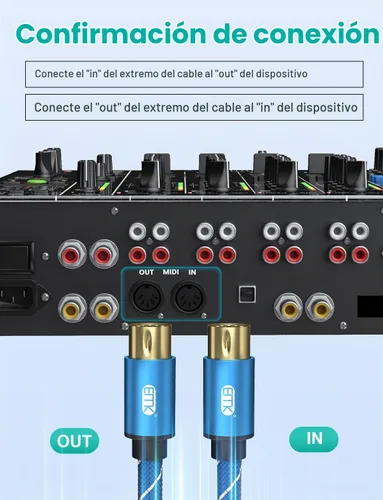Vista 2 de EMK Cable DIN MIDI de 5 pines macho a macho, compatible con teclado MIDI/sintetizador/guitarra/multiefectos de guitarra/interfaz de audio/mezclador