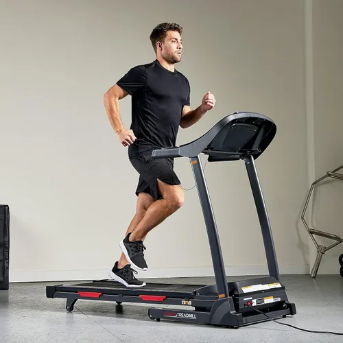 Vista 9 de Sunny Health & Fitness Premium Folding Incline Treadmill with Pulse Sensors, One-Touch Speed Buttons, Shock Absorption, Optional Bluetooth with