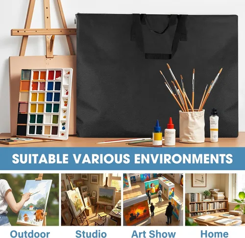 Vista 7 de Bolsa de Portafolio de Arte ZKOO, Estuche de Portafolio de Lienzo de Arte Ligero con Correa de Hombro de Nylon, Estuche de Almacenamiento Portátil