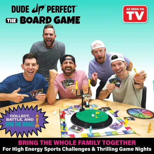 Vista 2 de Dude Perfect Juego de mesa, juegos de mesa familiares desafiantes y competitivos para 2 a 5 jugadores, juegos de mesa deportivos ideales para noches