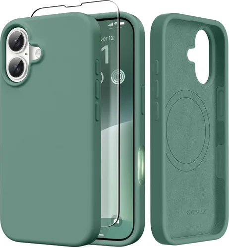 Vista 197 de GONEZ Funda magnética para iPhone 14, compatible con Magsafe, con protector de pantalla + protector de cámara, forro de microfibra antiarañazos