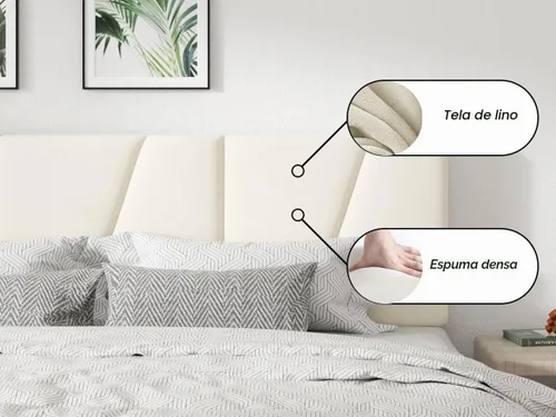 Vista 6 de CXVX Estructura de cama de plataforma de tamaño completo con cabecera tapizada geométrica, sin ruido, soporte de listones de madera, no necesita