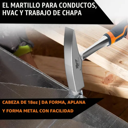 Vista 2 de Mutt Tools - Martillo de chapa metálica de 18 onzas para HVAC