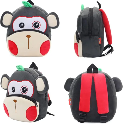 Vista 6 de Mochila para niños y niñas, bonita bolsa de felpa suave para niños pequeños de dibujos animados de animales pequeños, mini mochila pequeña