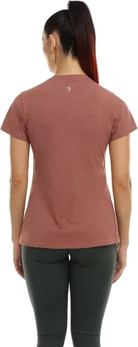 Vista 5 de Icyzone - Camisetas deportivas de cuello en V y manga corta para mujer, ropa de entrenamiento para yoga, correr, acondicionamiento físico y deportes