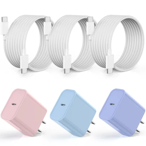 Vista 12 de Cargador para iPhone 14, paquete de 2 cables de carga rápida USB de 10 pies, cable Lightning de carga rápida, bloque de enchufe USB tipo C con cable