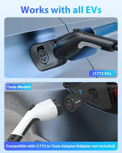 Vista 7 de Cable de extensión J1772, cable de extensión de cargador EV 32A, cable de carga de 21 pies para vehículo eléctrico de 110 V-240 V, compatible