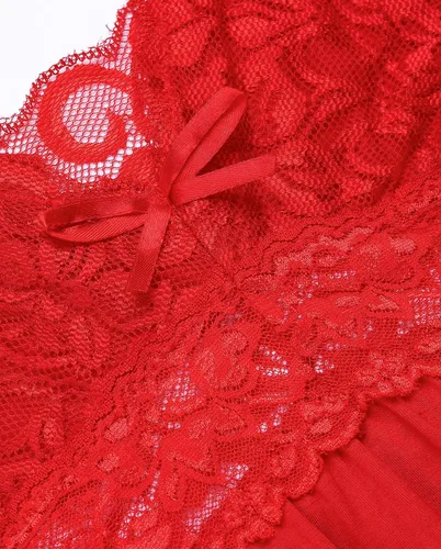 Vista 6 de Ababoon - Ropa de dormir modal de encaje para mujer, camisón babydoll con cuello en V