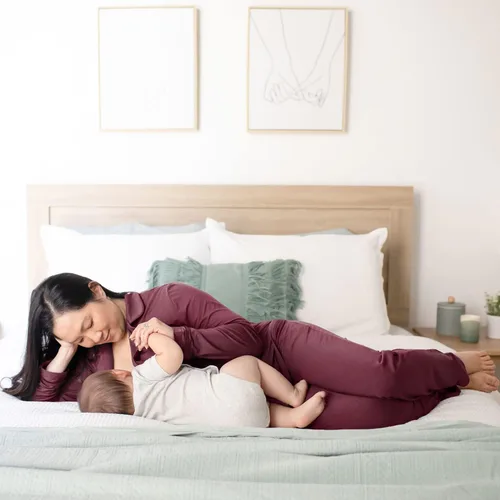 Vista 5 de Kindred Bravely Clea Bamboo Classic - Conjunto de pijama de manga larga para maternidad y lactancia