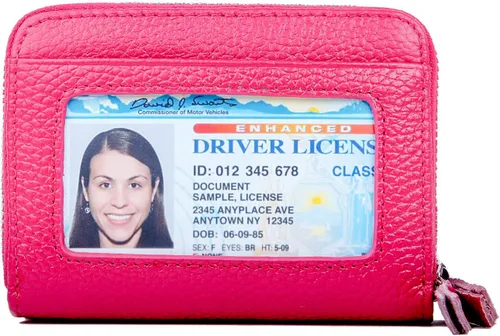 Vista 3 de KALMOR Billeteras de piel para mujer, con doble cremallera, con bloqueo RFID y bolsillo para monedas, 4. 25 x 3. 0 x 1.5