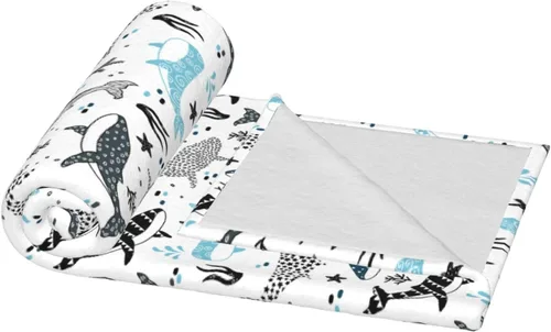 Vista 8 de Manta de ballenas con diseño de tiburones, manta ligera y cálida de franela de forro polar, acogedora y suave, manta de aire acondicionado, regalos