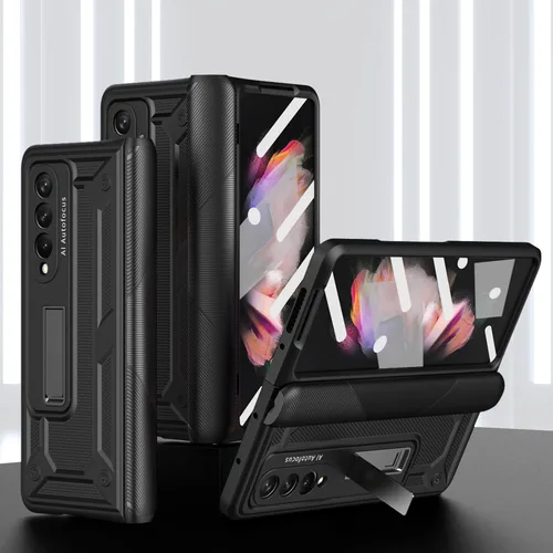 Vista 9 de Miimall Funda para Samsung Galaxy Fold 3 con protección de bisagra, protector de pantalla integrado Kickstand Magnetic Hinge Cover Full Body PC
