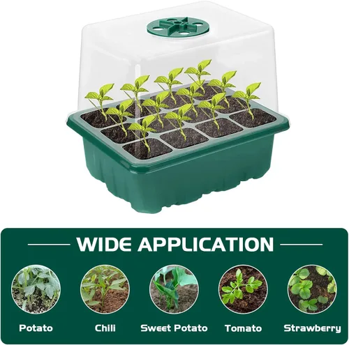 Vista 7 de Kit de bandeja de inicio de semillas con luz de crecimiento, paquete de 5 bandejas de semillas para plantas con cúpulas de humedad y cubiertas