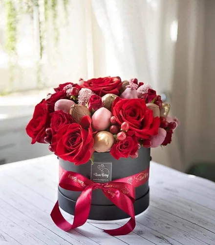 Vista 2 de UNIKPACKAGING Caja de flores redonda de alta calidad, cajas de regalo para arreglos florales y de regalo, juego de 3 piezas, con tapas, tamaño Negro