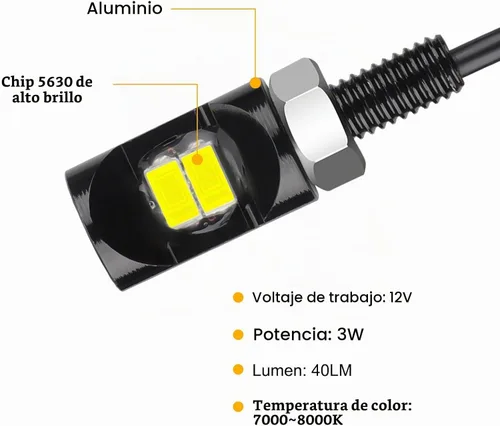Vista 4 de Linkstyle 4 piezas luces LED de matrícula de 12V, lámpara de tornillo de etiqueta de matrícula de 8000K, impermeable, luces de bombilla LED