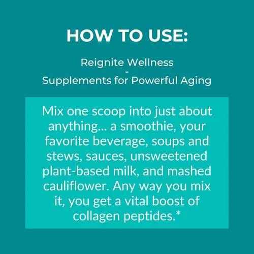 Vista 10 de Reignite Wellness by JJ Virgin Polvo de péptidos de colágeno Suplemento en polvo de péptidos de colágeno Soporte para cabello, piel y uñas