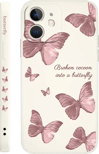 Vista 8 de LEECG Funda para iPhone 12 Mini, diseño creativo con estampado floral de mariposa de astronauta, funda antiarañazos de microfibra suave, funda
